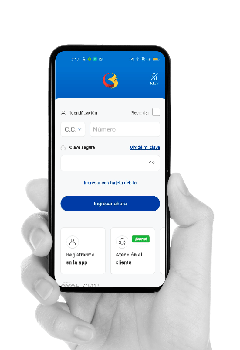 Celular con aplicación de Banco de Bogotá